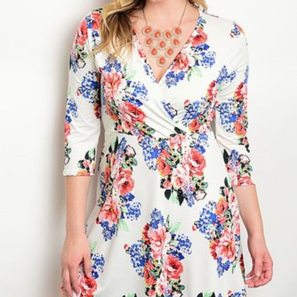 Floral Faux Wrap Dress